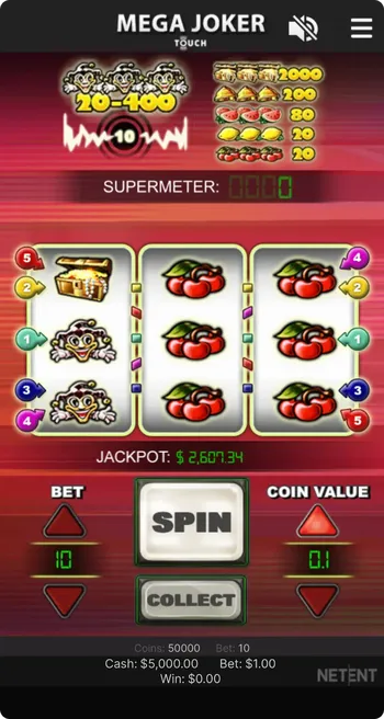 Mega Joker spilleautomat viser klassisk frukttema